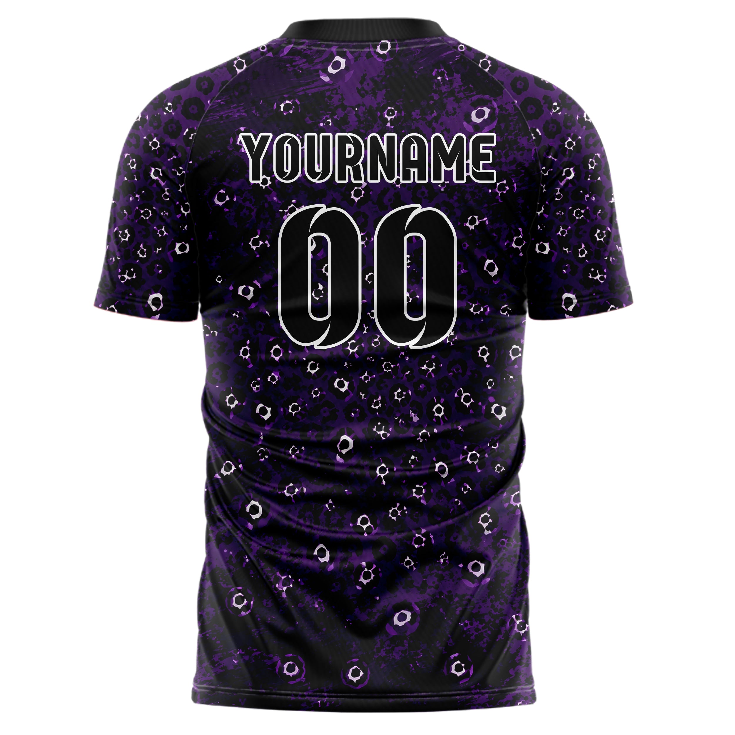 Dunkellila dunkles Animal Print Leopard Rosettes Design 08-0006 individuelles Fußballtrikot back