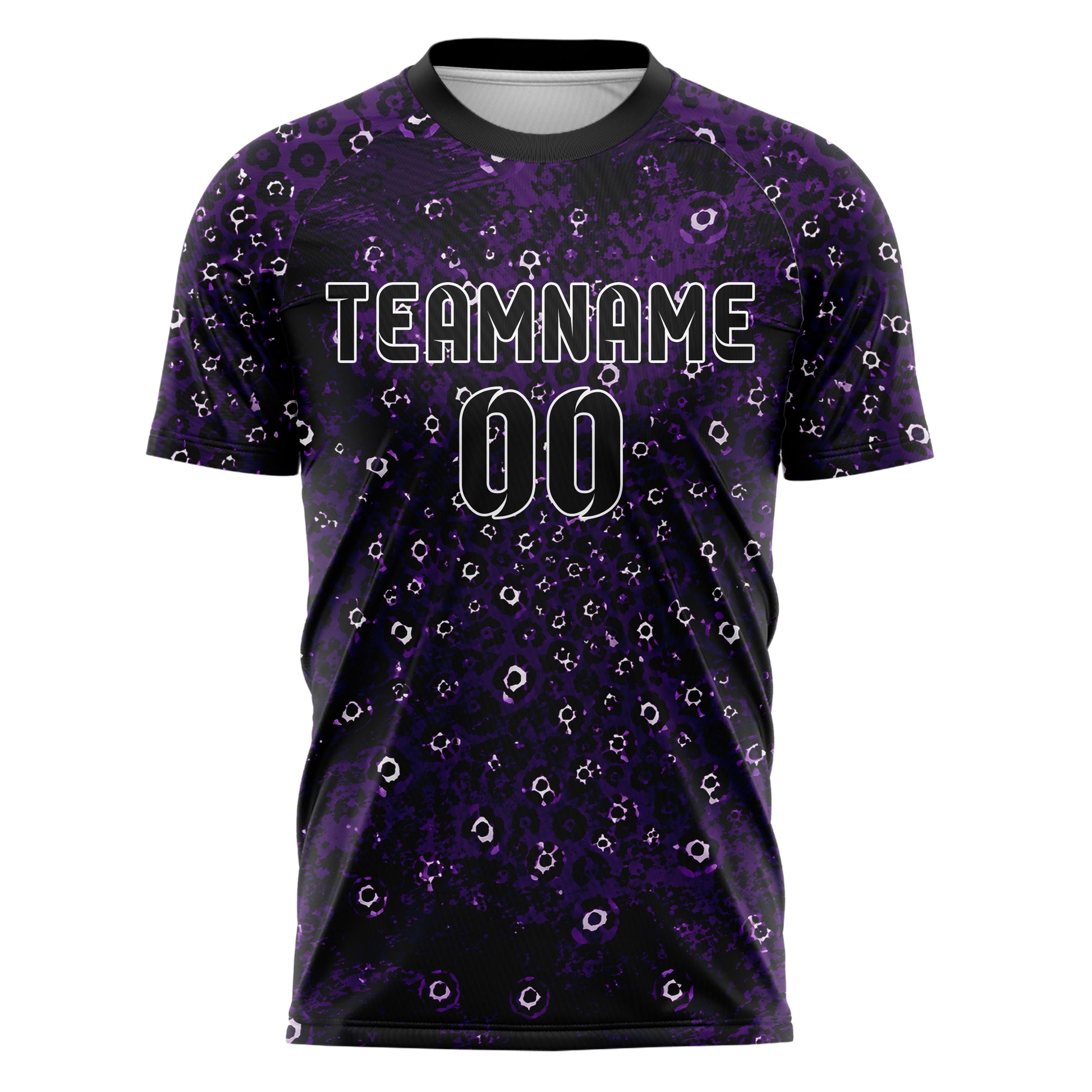 Dunkellila dunkles Animal Print Leopard Rosettes Design 08-0006 individuelles Fußballtrikot front