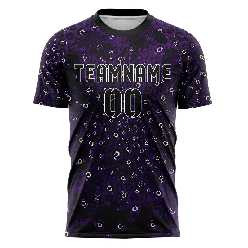 Dunkellila dunkles Animal Print Leopard Rosettes Design 08-0006 individuelles Fußballtrikot front