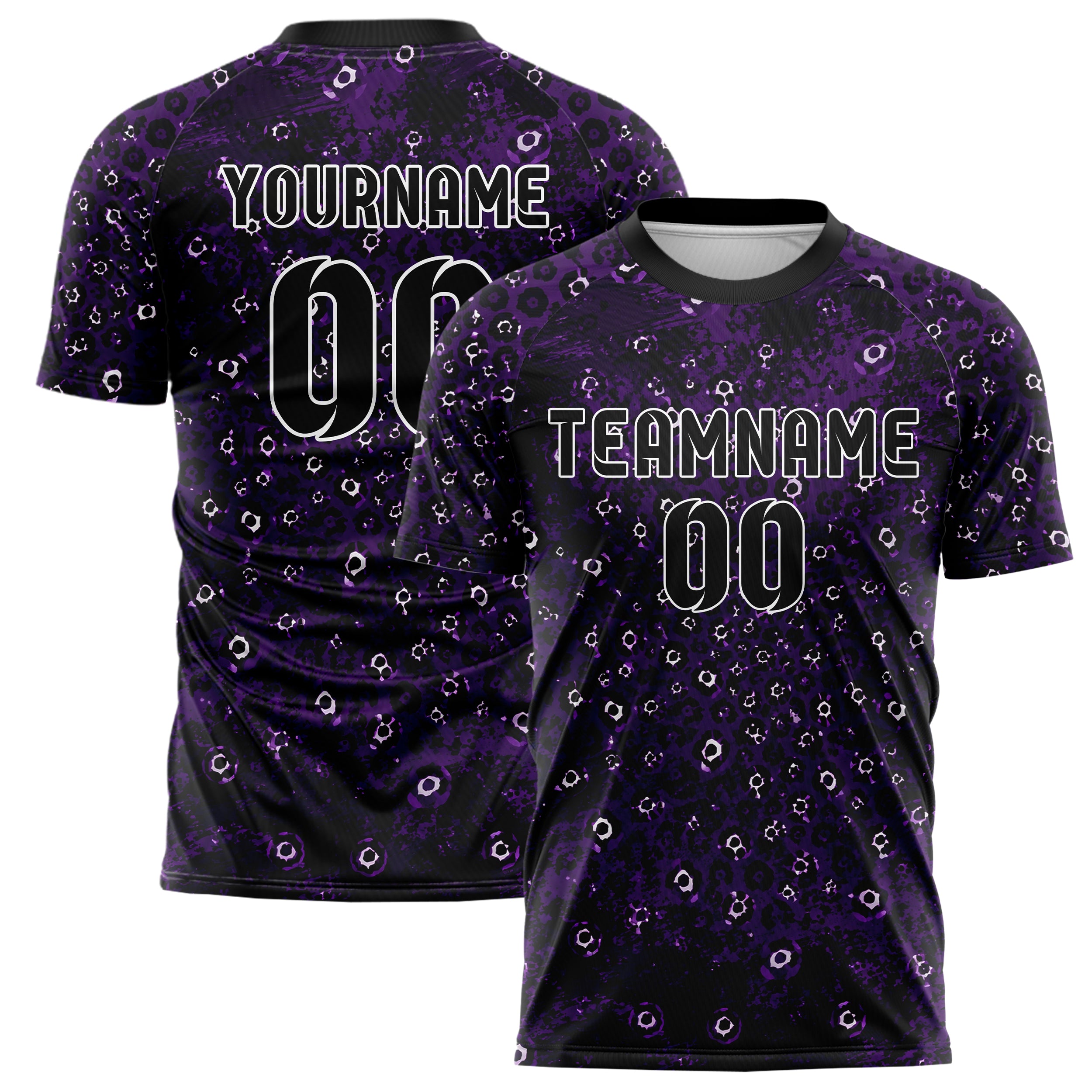 Dunkellila dunkles Animal Print Leopard Rosettes Design 08-0006 individuelles Fußballtrikot main