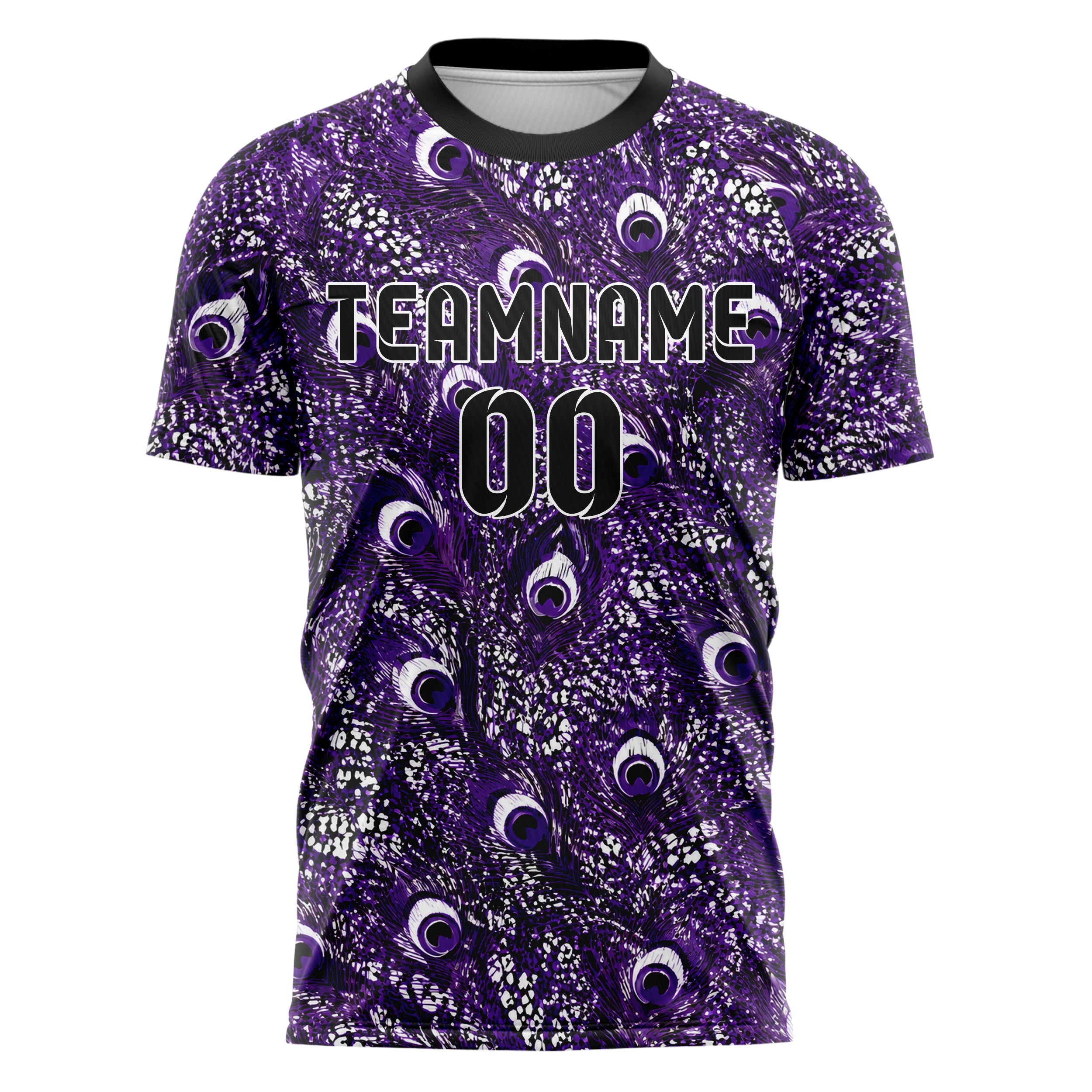 Dunkellila dunkles Animal Print Peacock Feather Design 08-0015 individuelles Fußballtrikot front