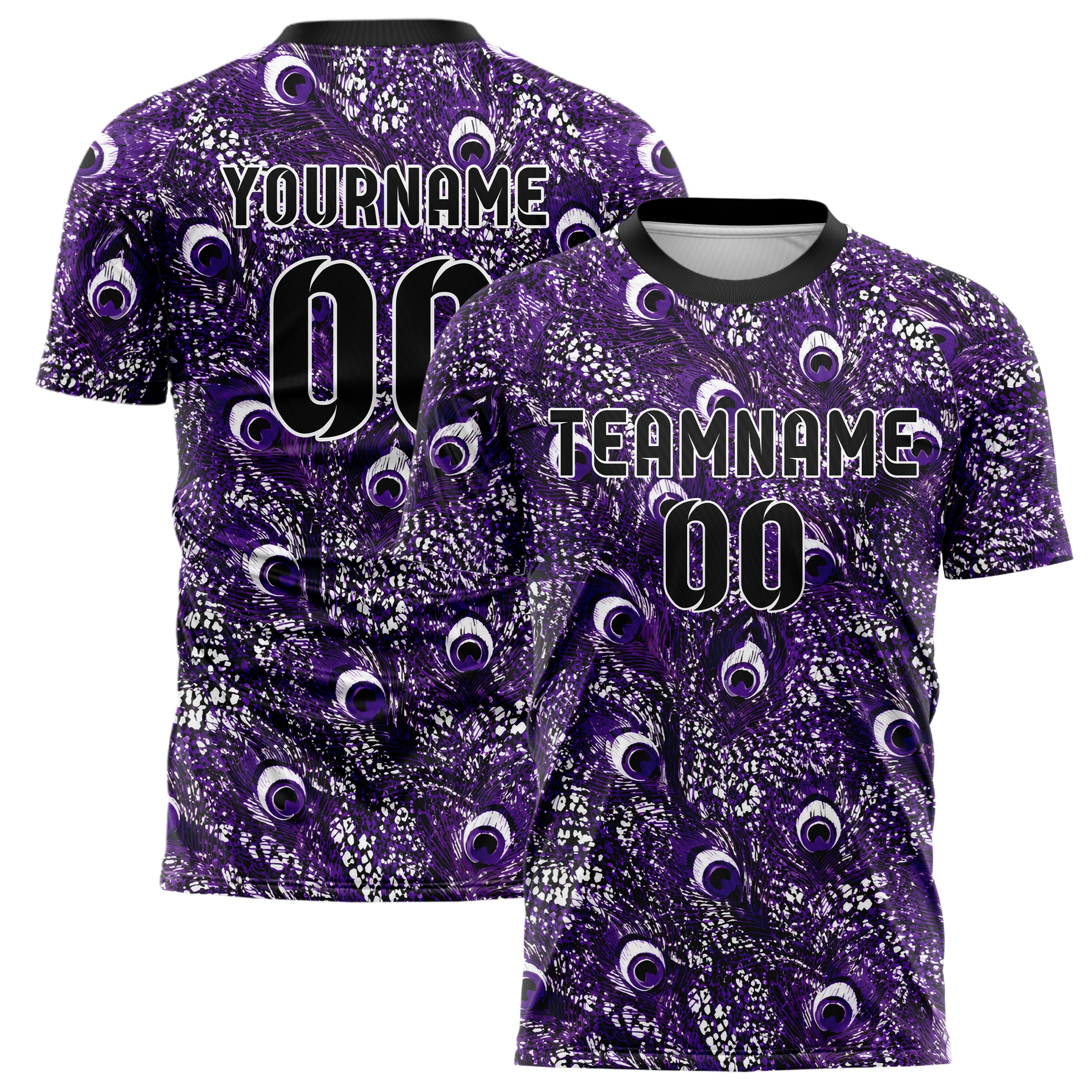 Dunkellila dunkles Animal Print Peacock Feather Design 08-0015 individuelles Fußballtrikot main