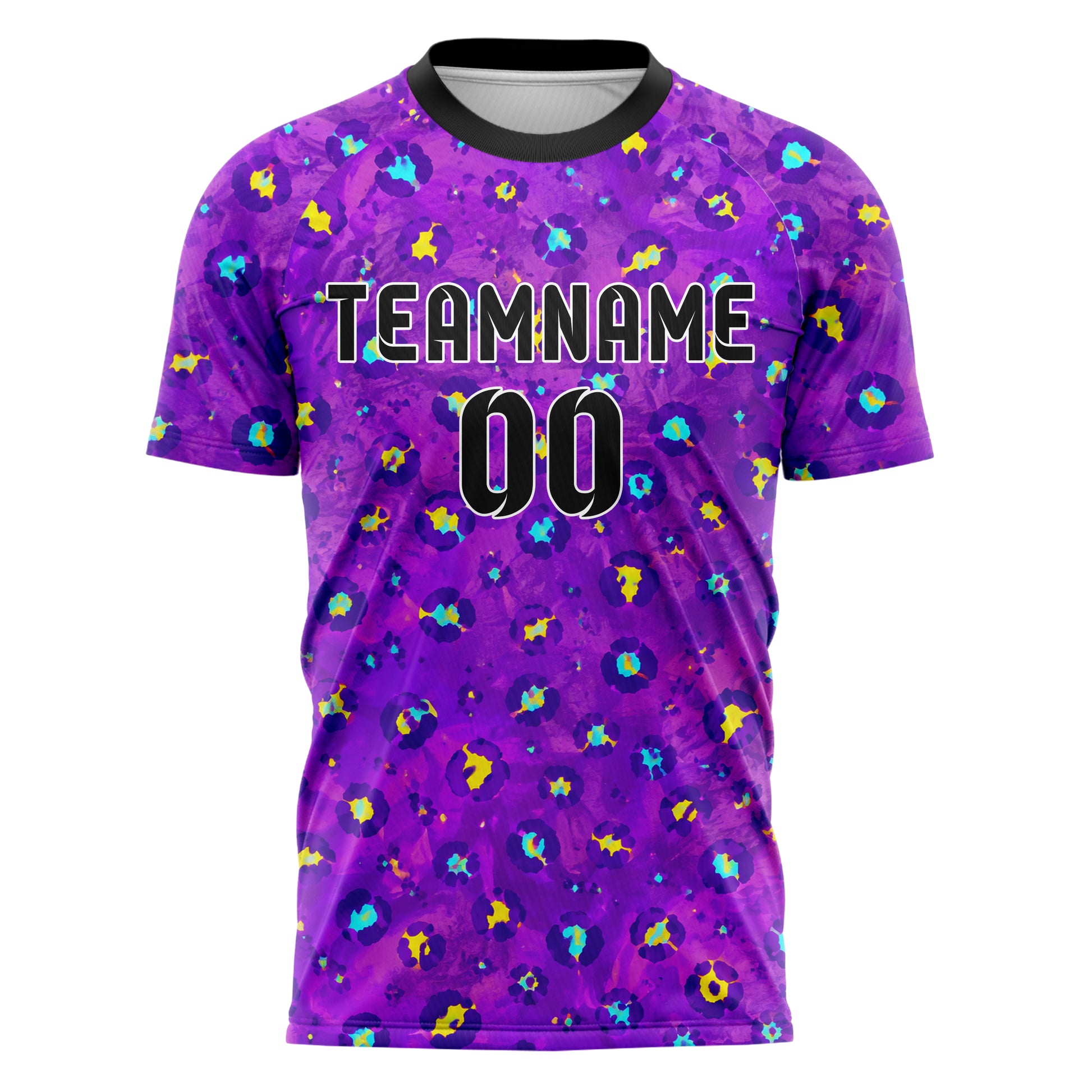 Lila lebendiges Animal Print Cheetah Spots Design 08-0005 individuelles Fußballtrikot front