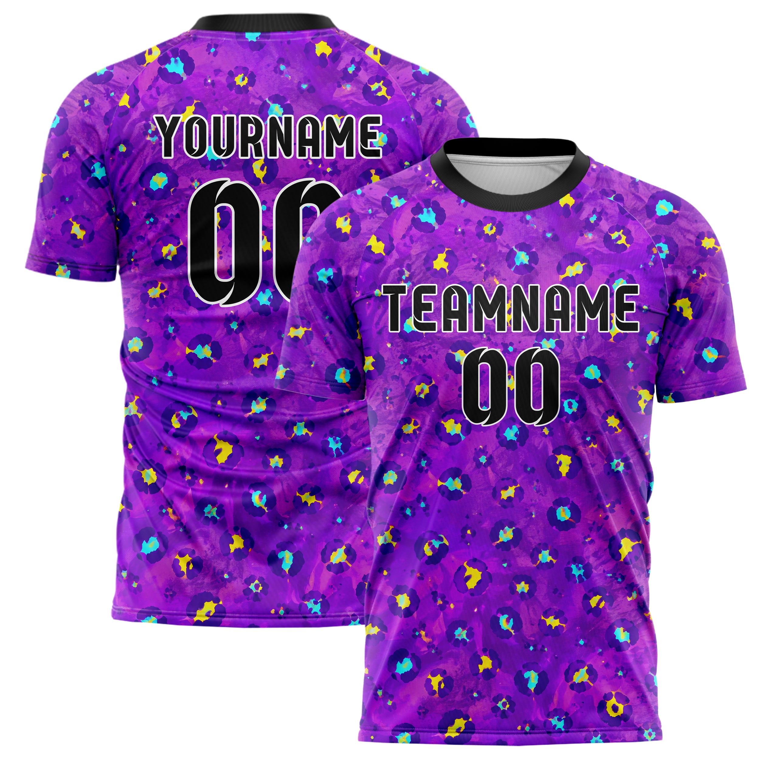 Lila lebendiges Animal Print Cheetah Spots Design 08-0005 individuelles Fußballtrikot main