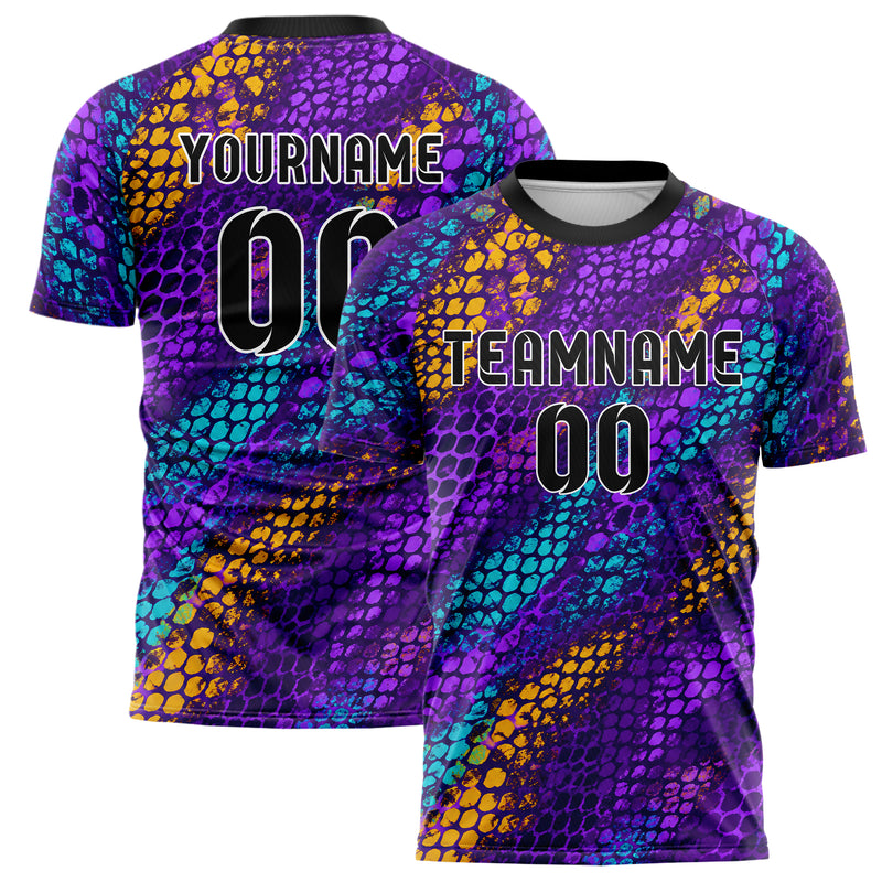 Lila lebendiges Animal Print Snake Scales Design 08-0002 individuelles Fußballtrikot main