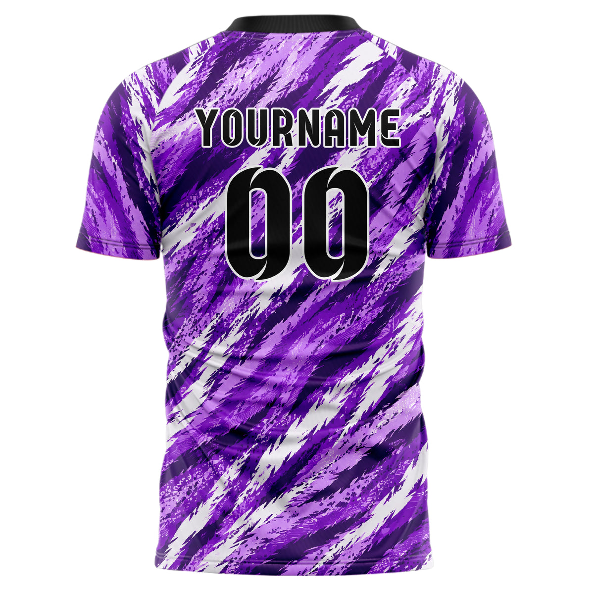 Lila lebendiges Animal Print Tiger Stripes Design 08-0007 individuelles Fußballtrikot back