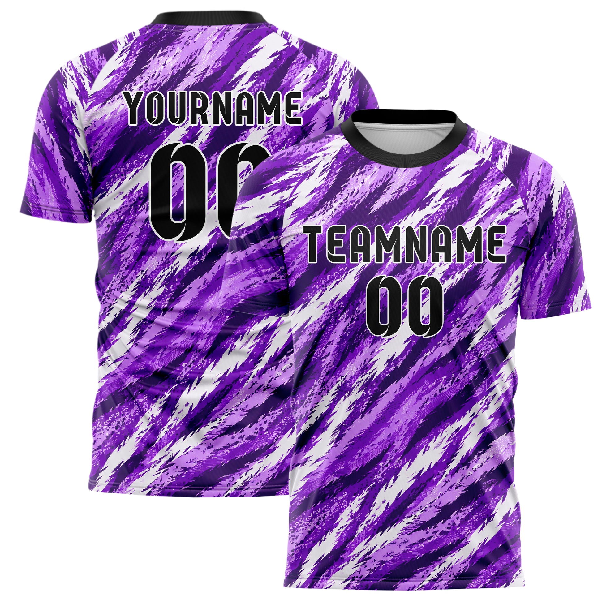 Lila lebendiges Animal Print Tiger Stripes Design 08-0007 individuelles Fußballtrikot main