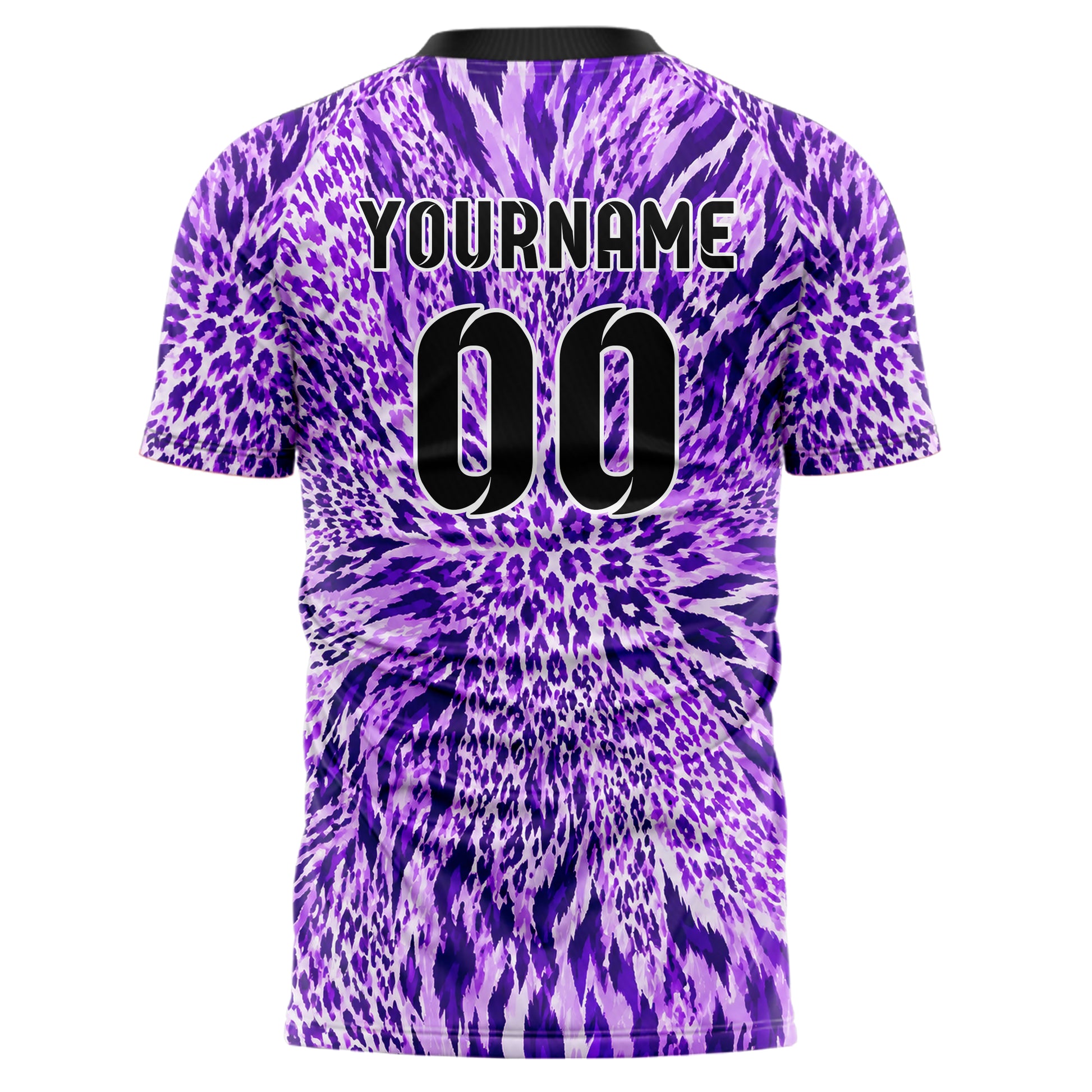 Lila lebendiges Animal Print Tiger Stripes Design 08-0013 individuelles Fußballtrikot back