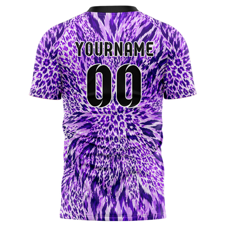Lila lebendiges Animal Print Tiger Stripes Design 08-0013 individuelles Fußballtrikot back