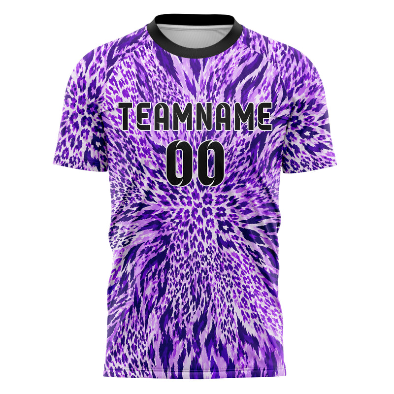 Lila lebendiges Animal Print Tiger Stripes Design 08-0013 individuelles Fußballtrikot front