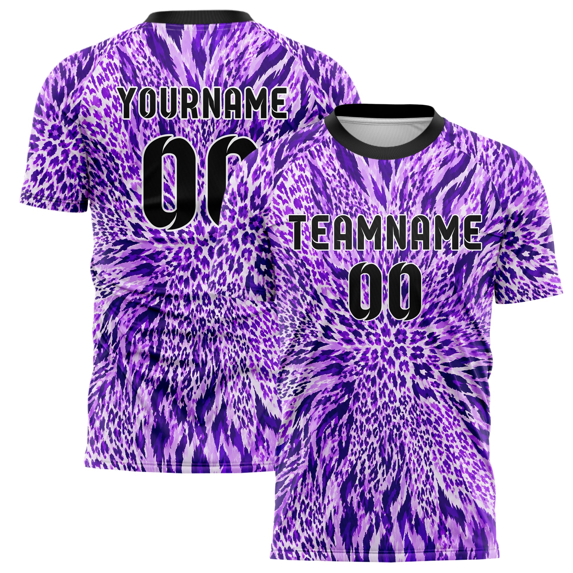 Lila lebendiges Animal Print Tiger Stripes Design 08-0013 individuelles Fußballtrikot main
