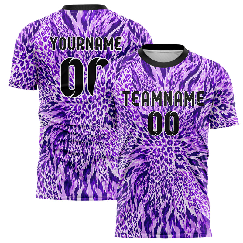 Lila lebendiges Animal Print Tiger Stripes Design 08-0013 individuelles Fußballtrikot main