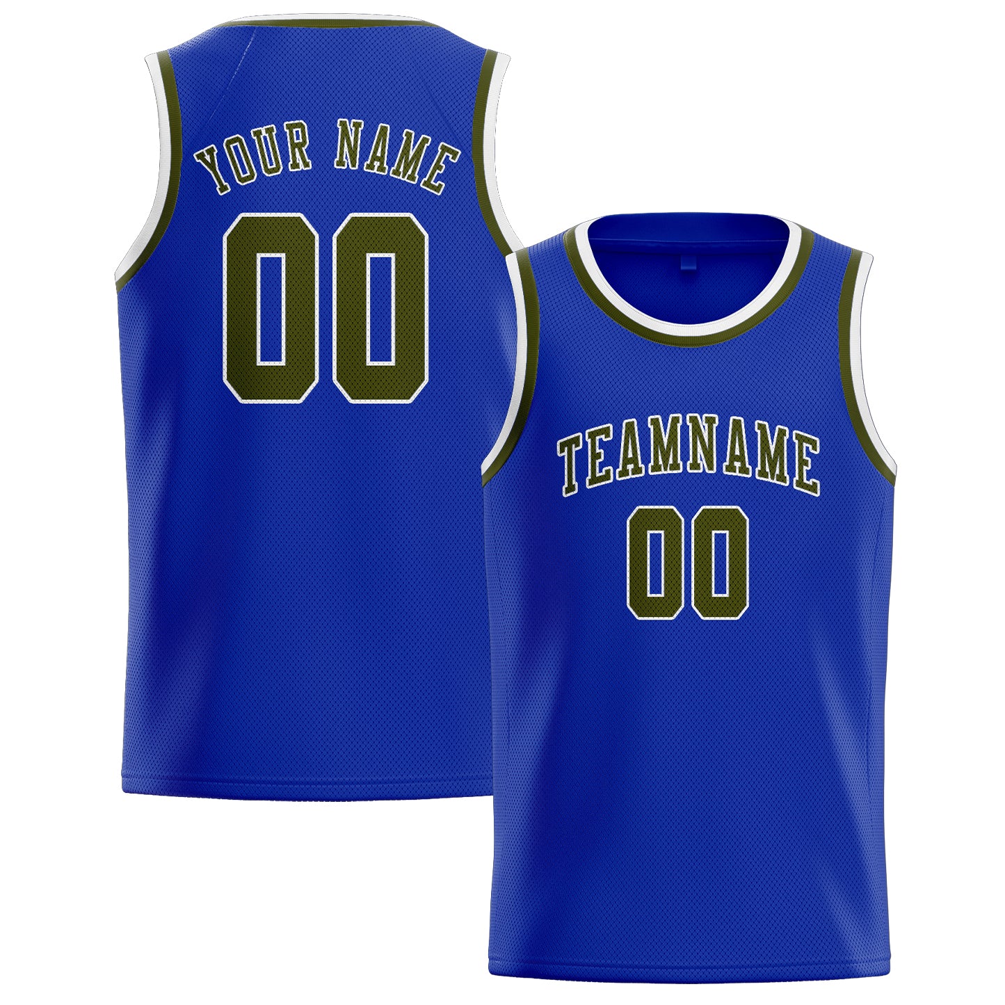 Benutzerdefiniertes Professionelles Himmelblau Dunkles Oliv Basketballtrikot