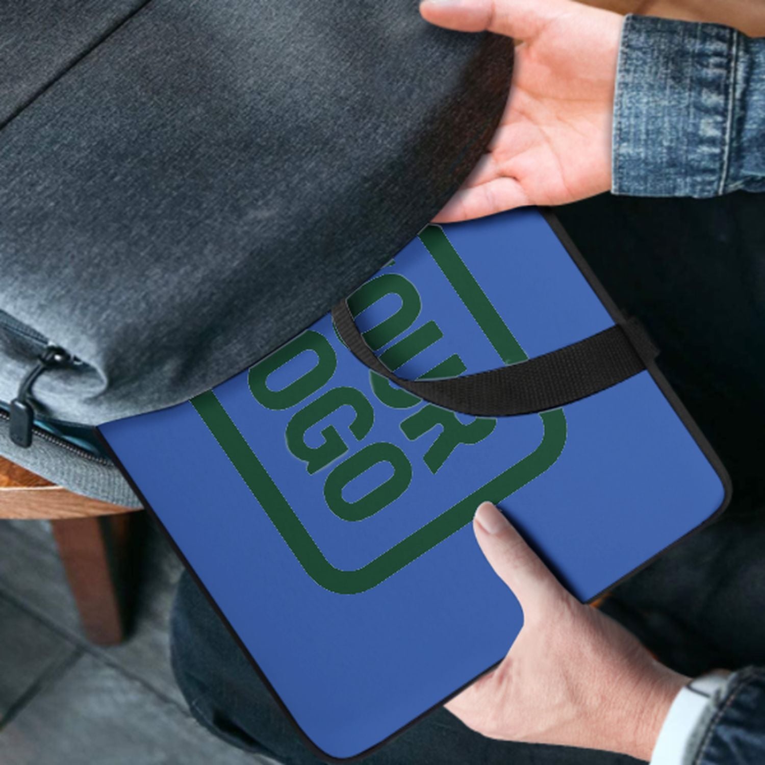 Sac pour ordinateur portable personnalisé bleu ciel vert