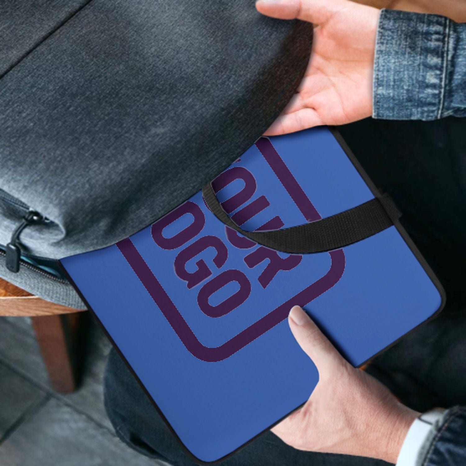 Sac pour ordinateur portable personnalisé bleu ciel violet