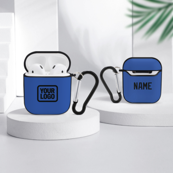 Maßgeschneidertes Himmelblau Schwarz AirPods-Hülle