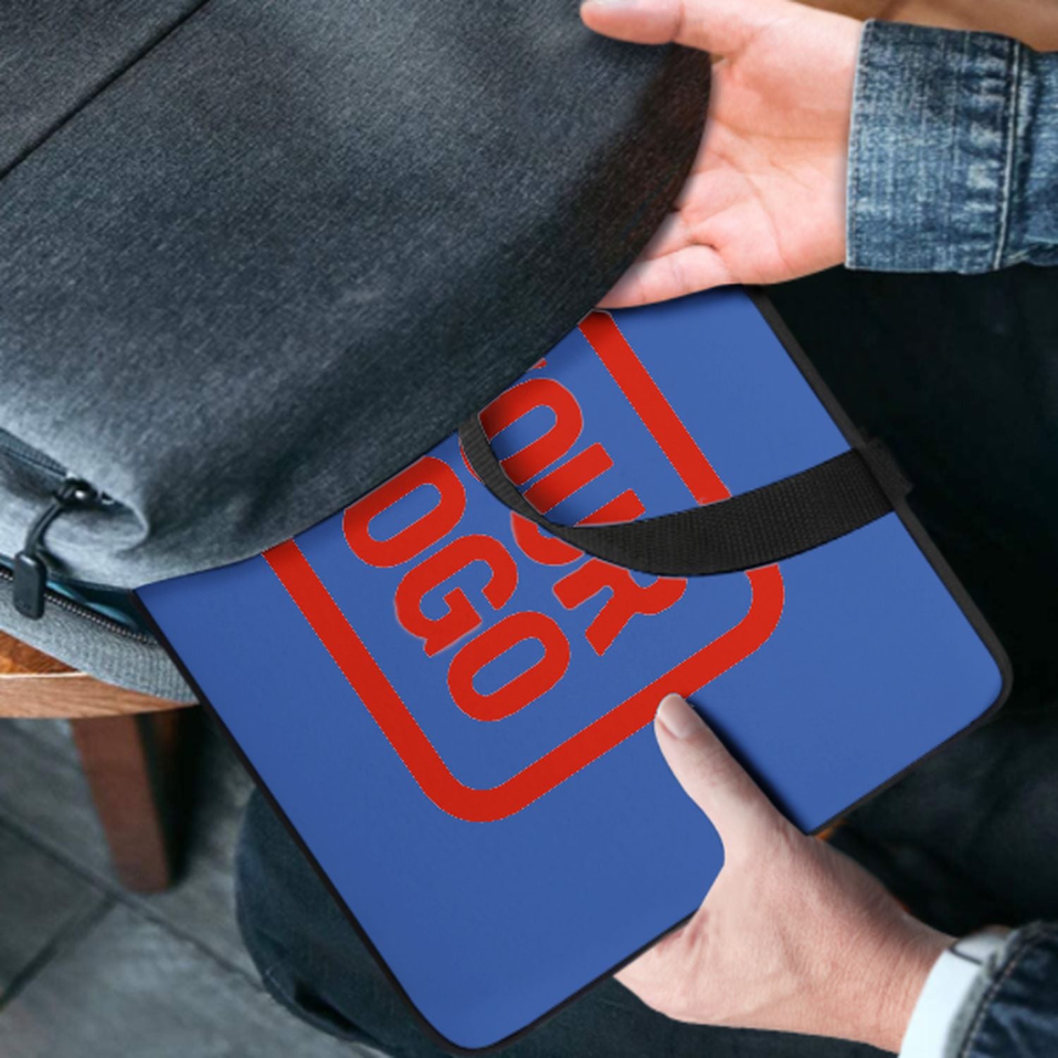 Sac pour ordinateur portable personnalisé bleu ciel orange rouge