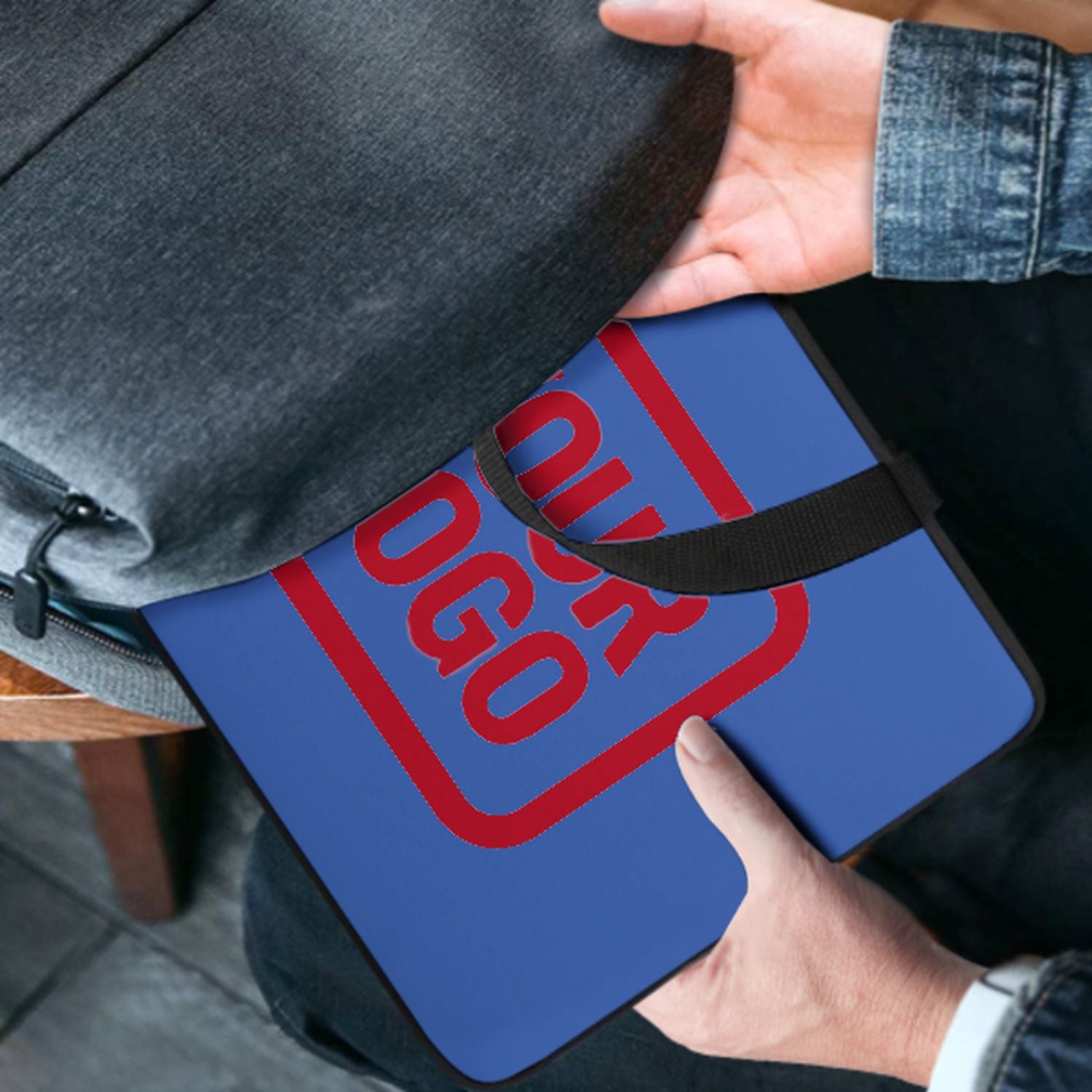 Sac pour ordinateur portable personnalisé bleu ciel rouge