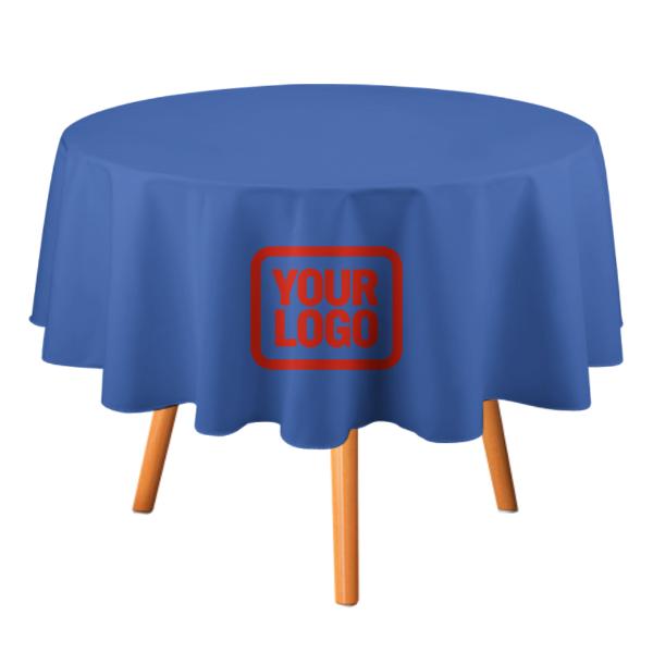 Maßgeschneidertes Himmelblau Orangerot Runde Tischdecke