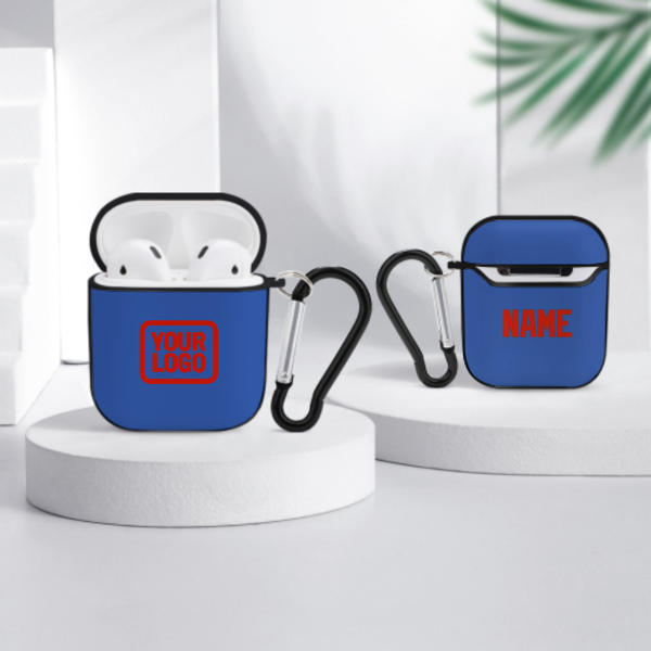 Maßgeschneidertes Himmelblau Orangerot AirPods-Hülle