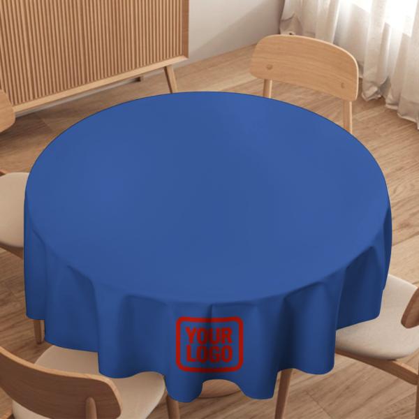 Maßgeschneidertes Himmelblau Orangerot Runde Tischdecke