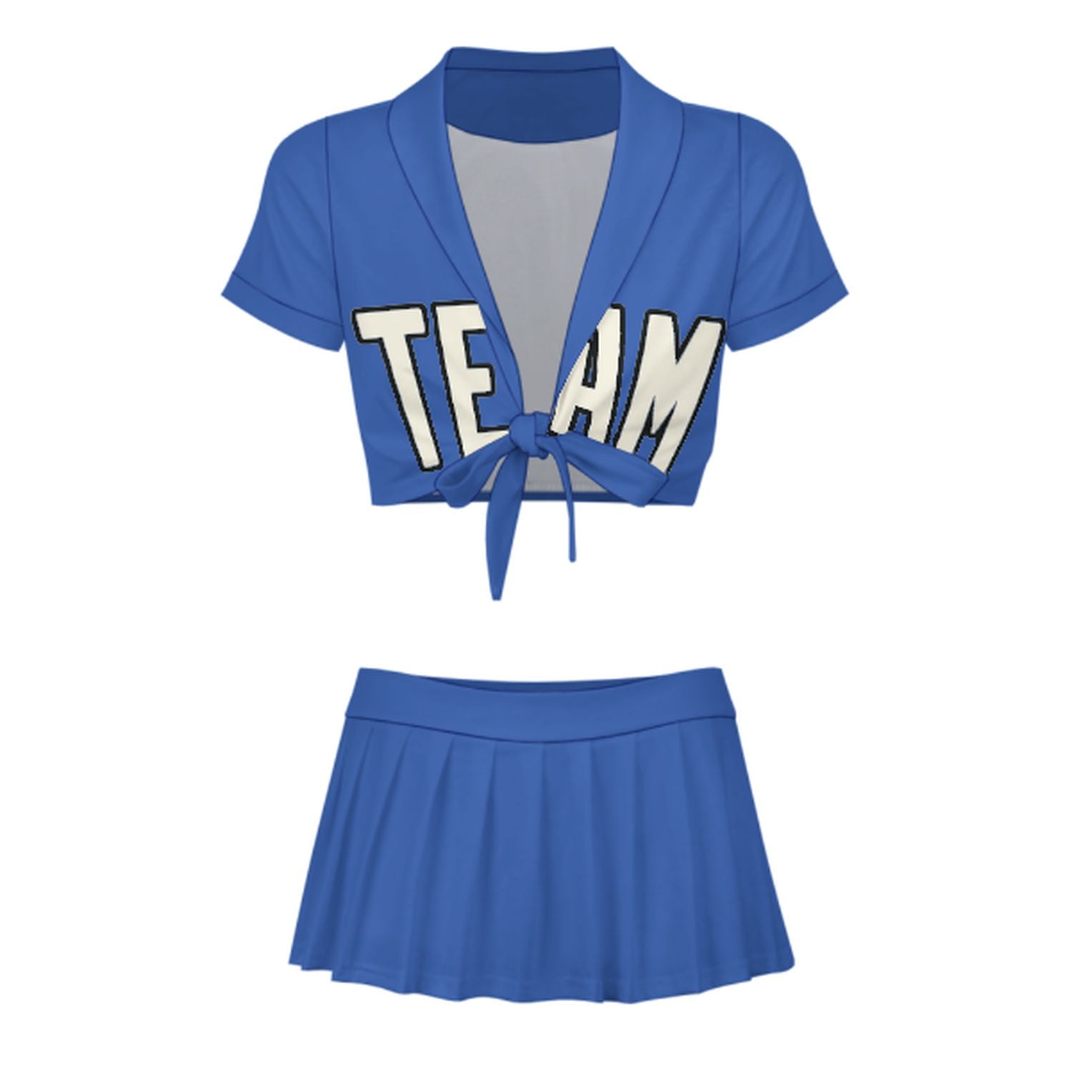 Completo da cheerleader personalizzato azzurro cielo beige