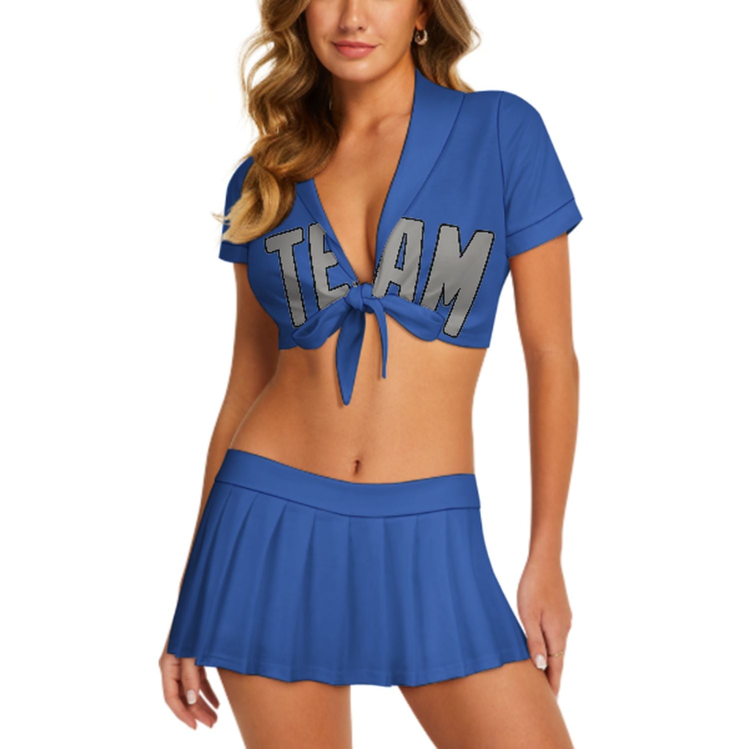 Completo da cheerleader personalizzato blu cielo e grigio