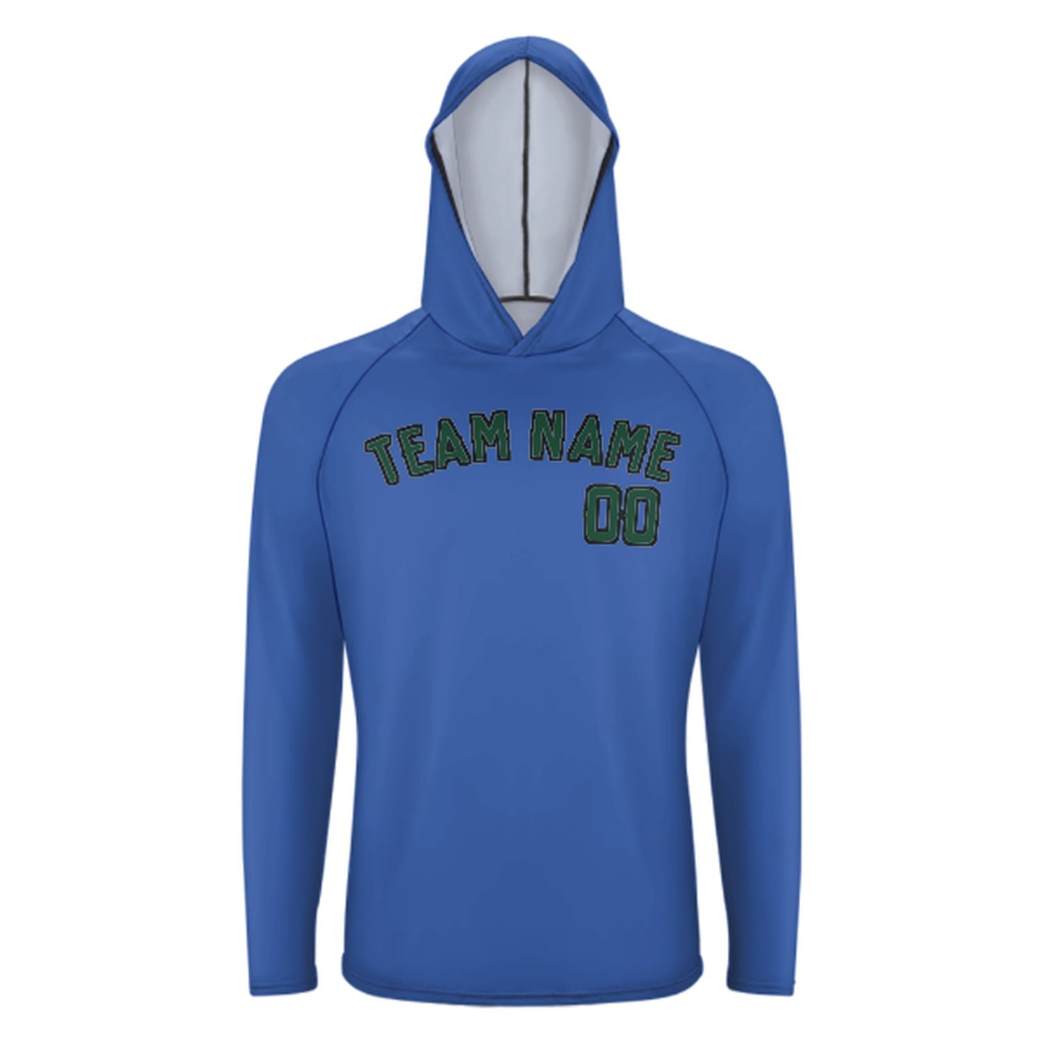 Maßgeschneidertes Himmelblau Moosgrün UV-Hoodie