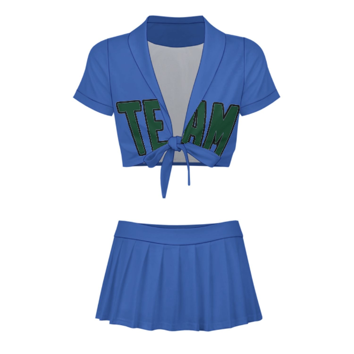 Completo da cheerleader personalizzato azzurro cielo e verde muschio