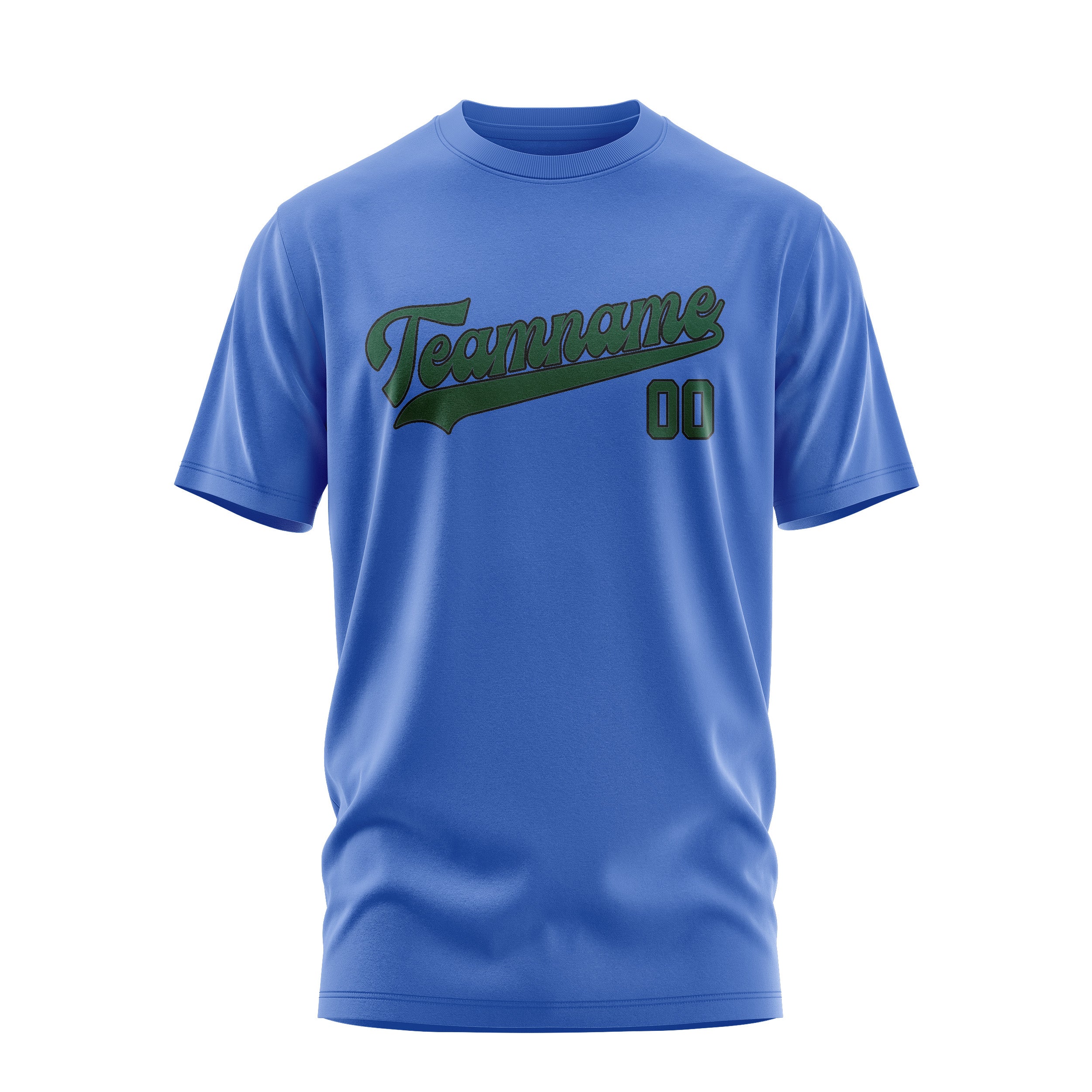 Maßgeschneidertes Himmelblau Moosgrün T-Shirt