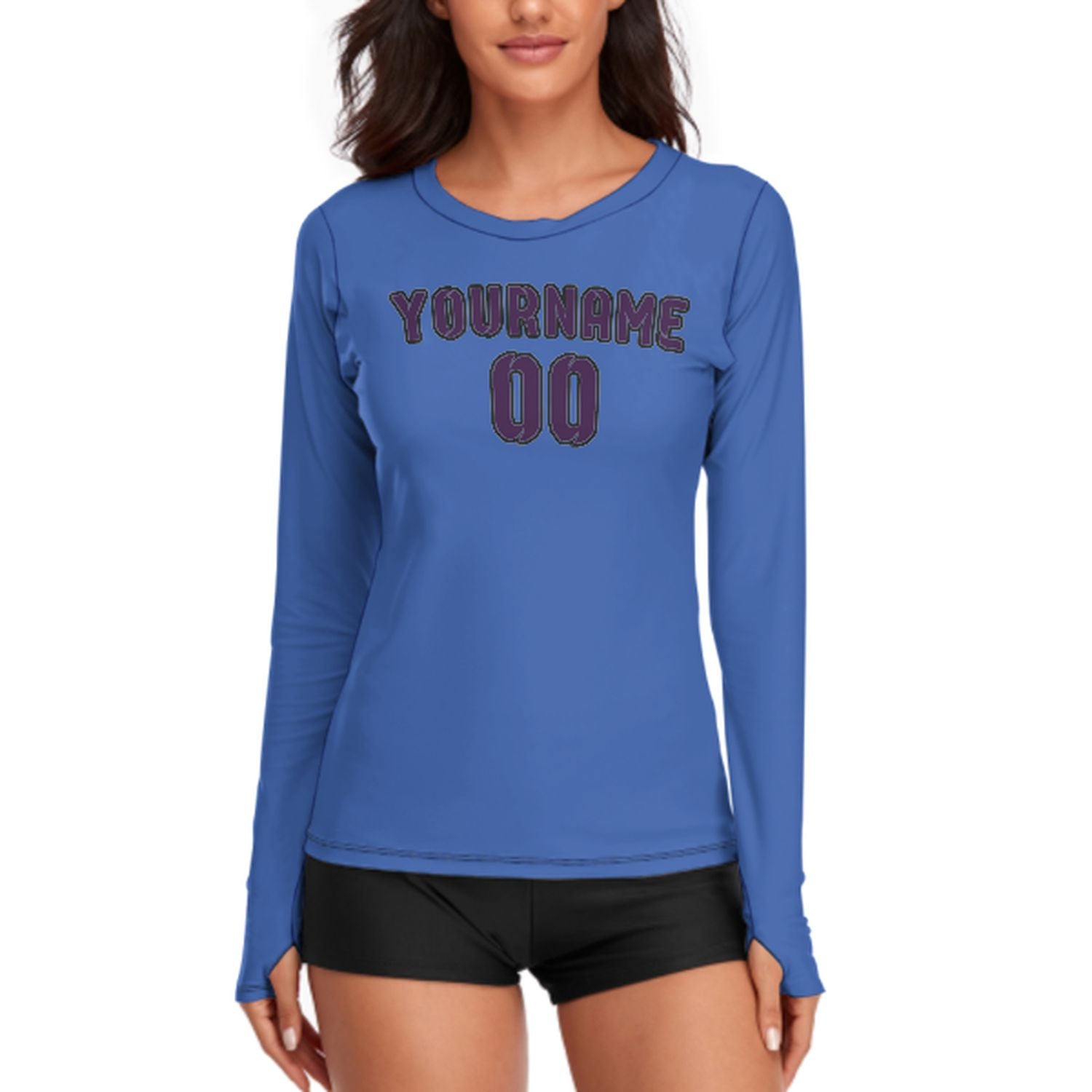 Maßgeschneidertes Himmelblau Lila Damen Langarmshirt