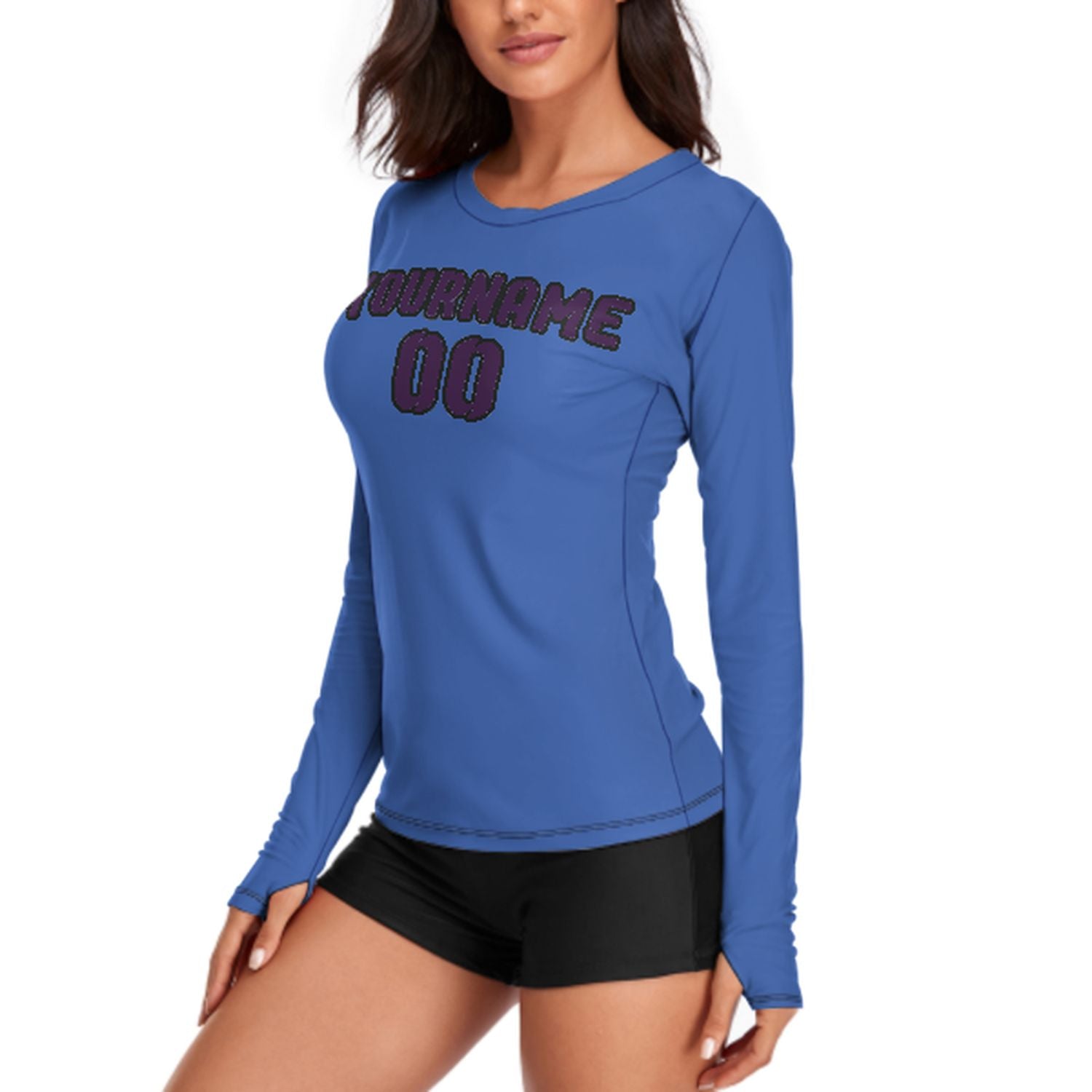 Maßgeschneidertes Himmelblau Lila Damen Langarmshirt