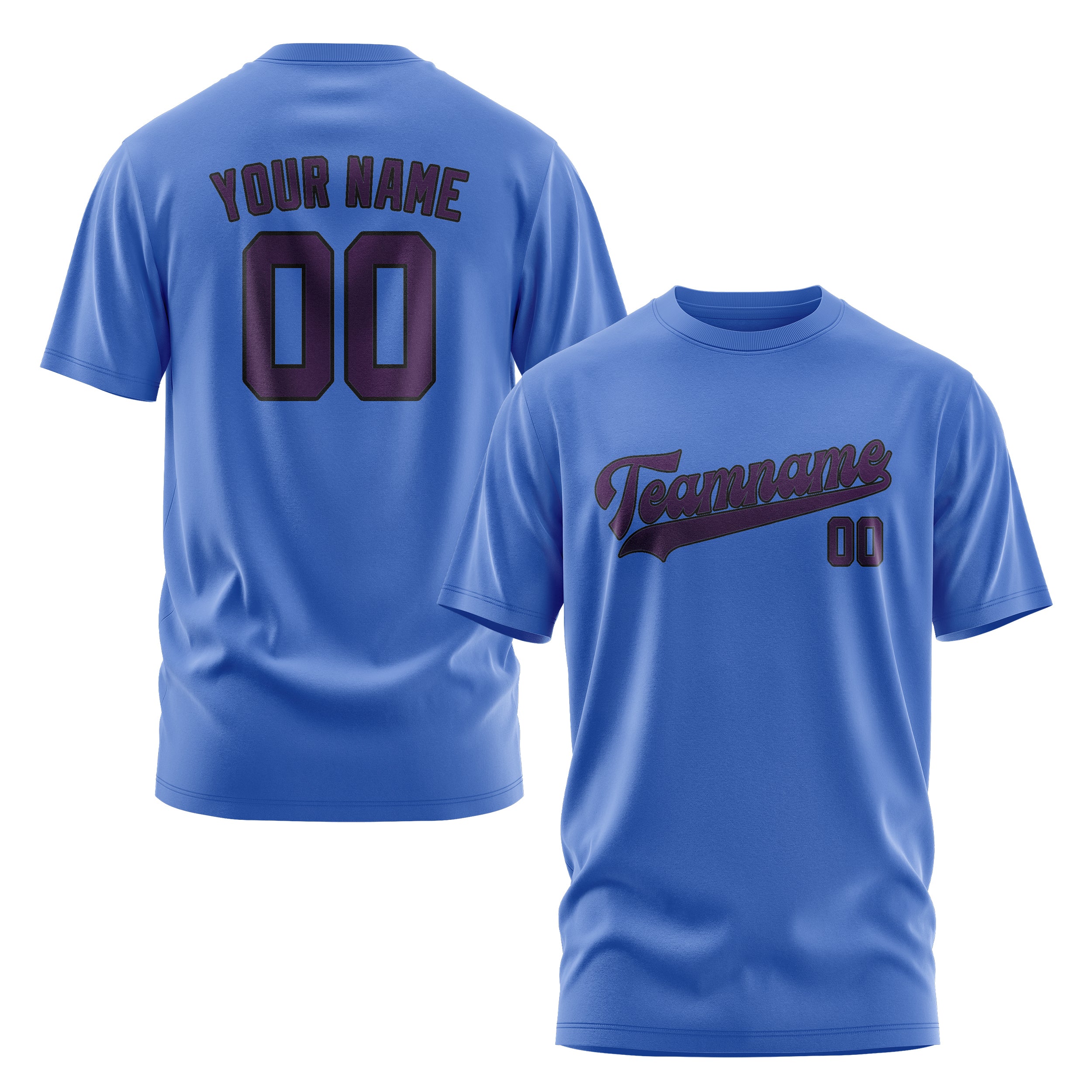 Maßgeschneidertes Himmelblau Lila T-Shirt