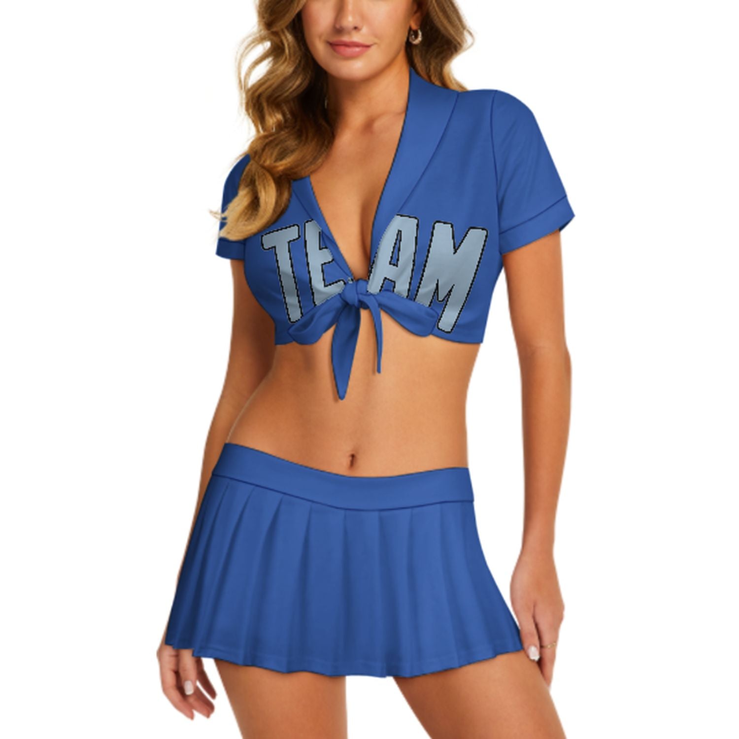 Completo da cheerleader personalizzato azzurro cielo
