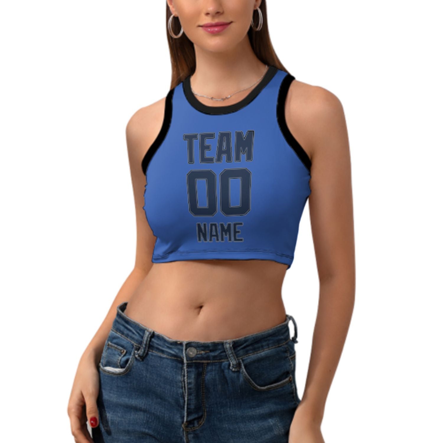 Skræddersyet himmelblå marine blau ærmer hær tank top