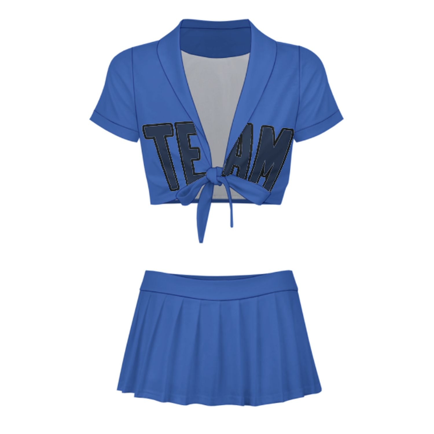 Completo da cheerleader personalizzato blu navy e blu cielo