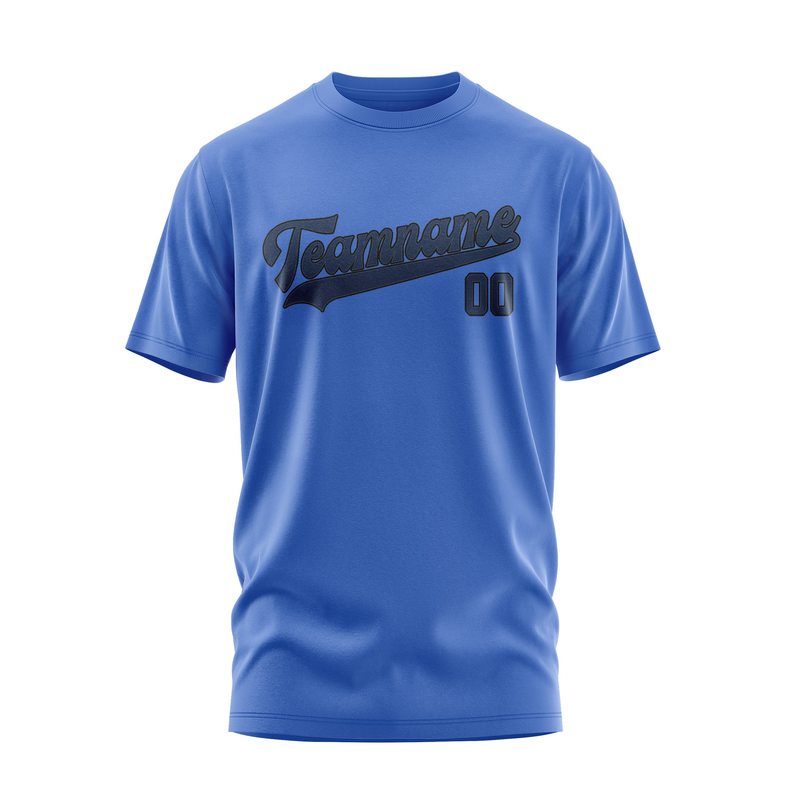 Maßgeschneidertes Himmelblau Marineblau T-Shirt
