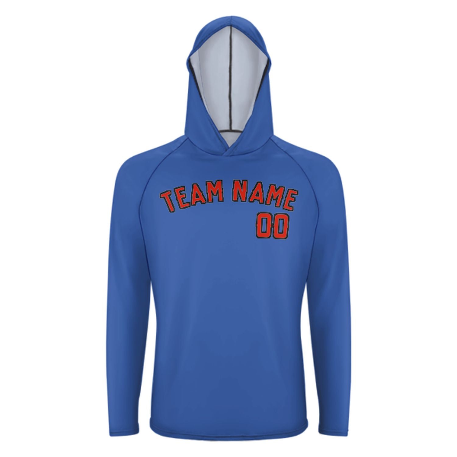 Maßgeschneidertes Himmelblau Orangerot UV-Hoodie