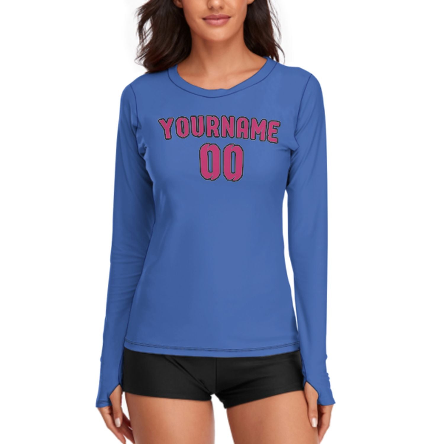 Maßgeschneidertes Himmelblau Rosarot Damen Langarmshirt