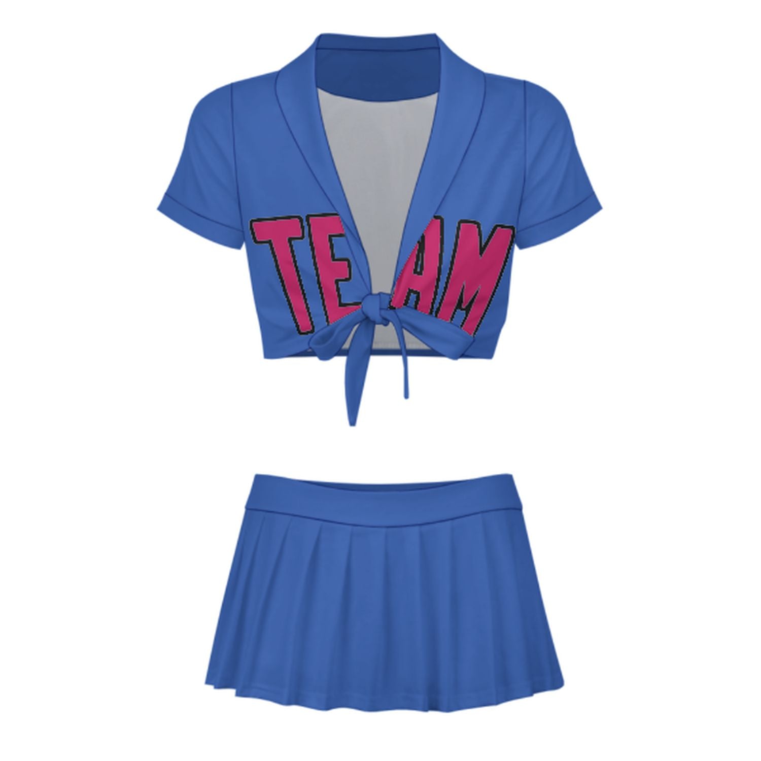 Completo da cheerleader personalizzato azzurro cielo e rosa