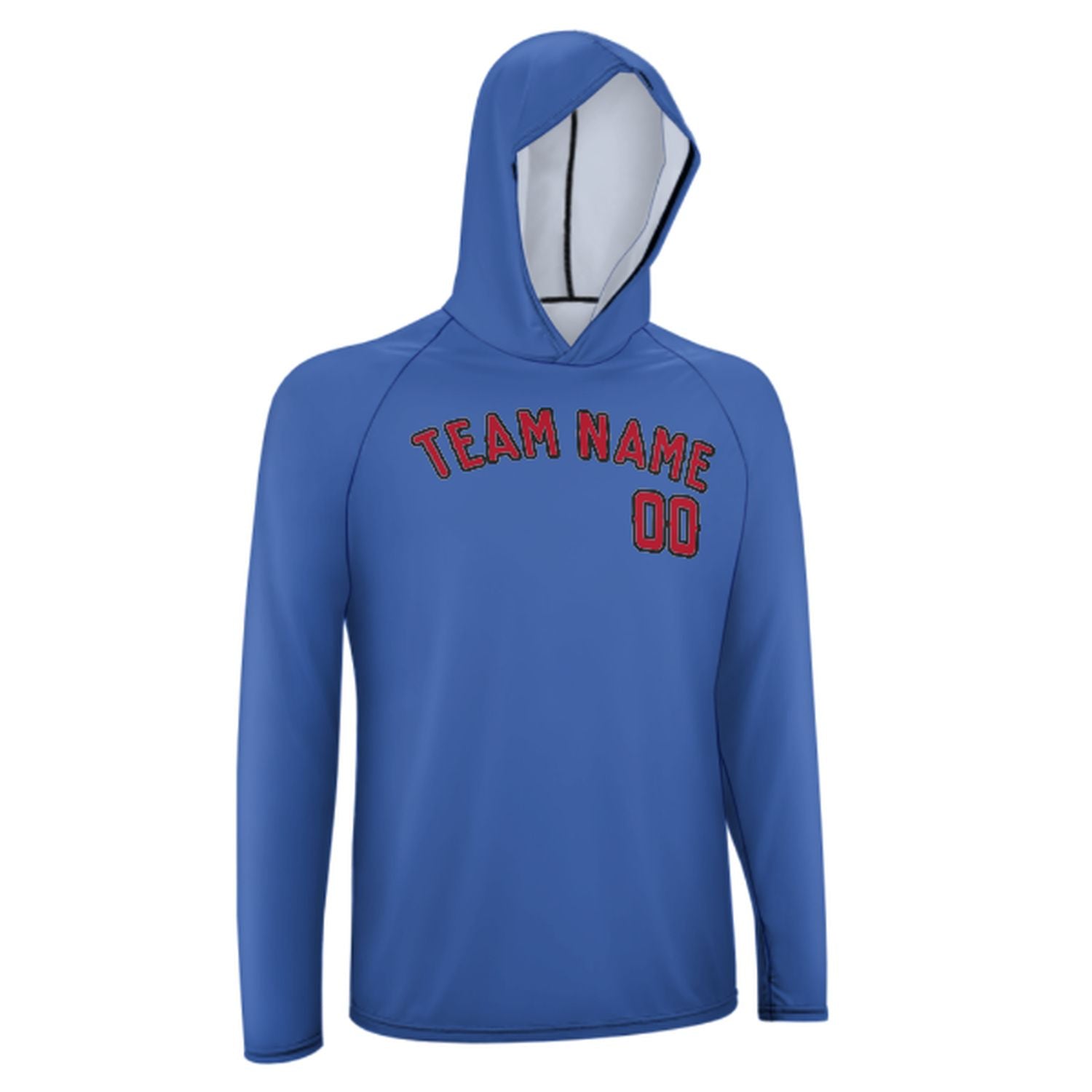 Maßgeschneidertes Himmelblau Rot UV-Hoodie