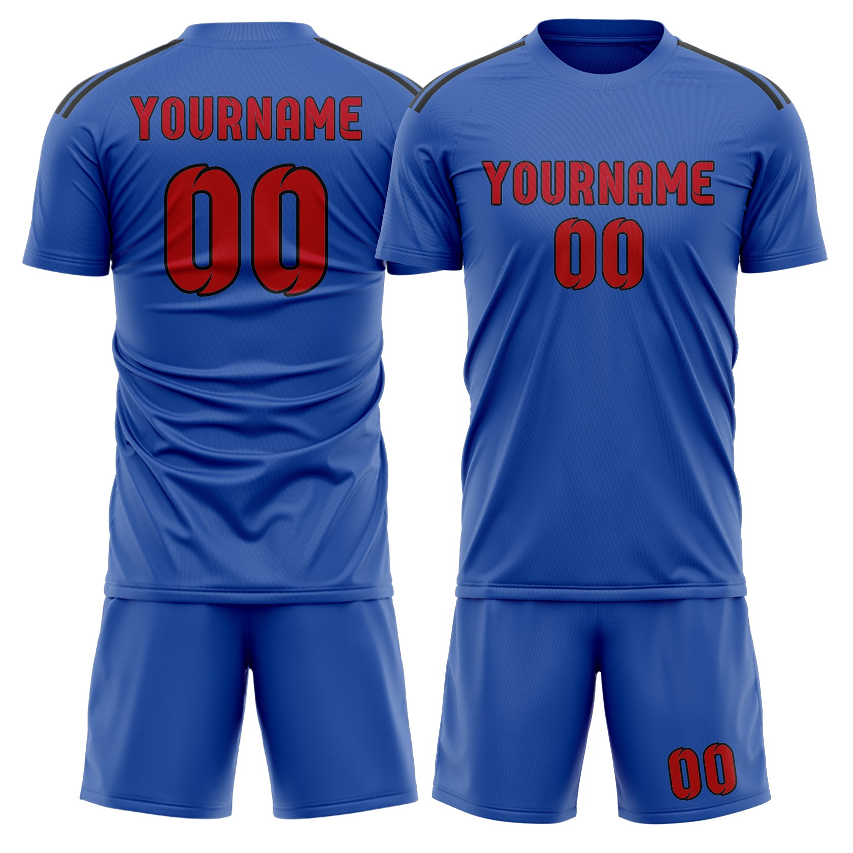 Maßgeschneidertes Professionelles Himmelblau Rot Fußballtrikot-Set