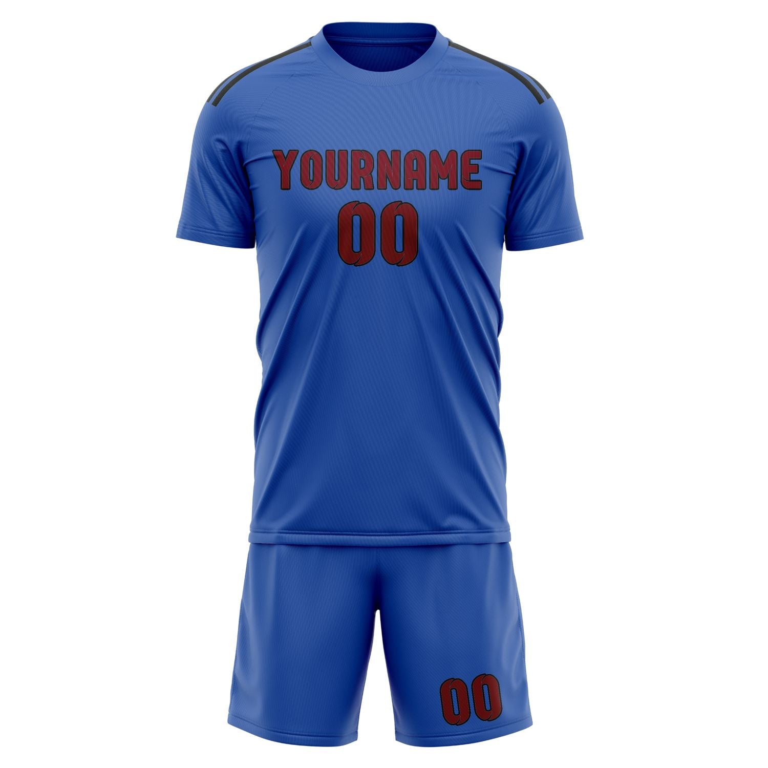 Maßgeschneidertes Professionelles Himmelblau Karmesinrot Fußballtrikot-Set