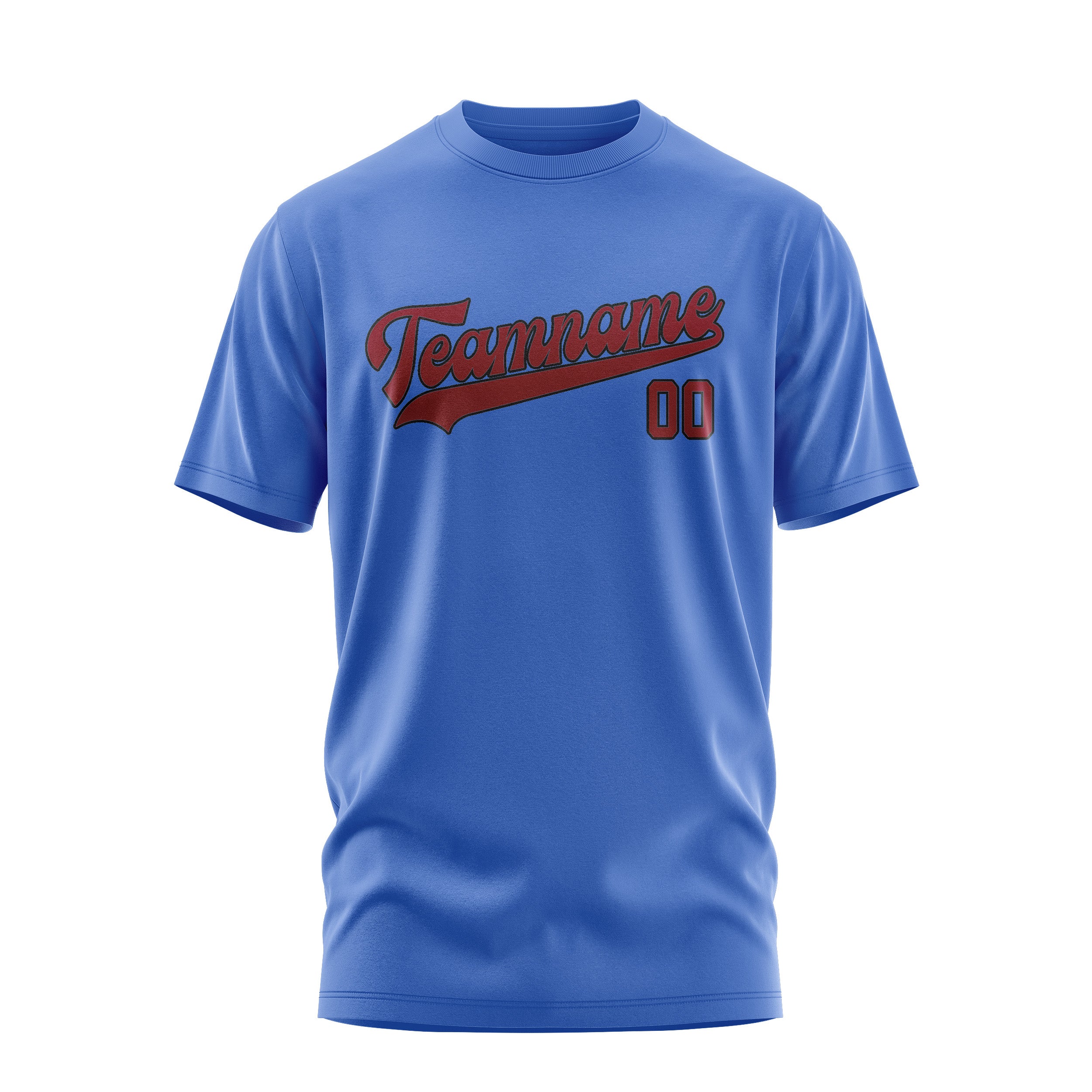 Maßgeschneidertes Himmelblau Karmesinrot T-Shirt