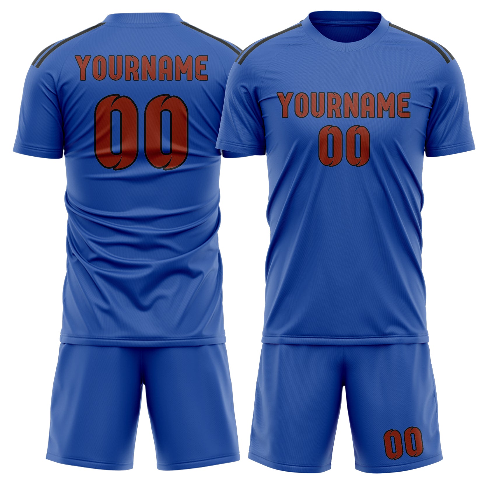 Maßgeschneidertes Professionelles Himmelblau Korallenrot Fußballtrikot-Set