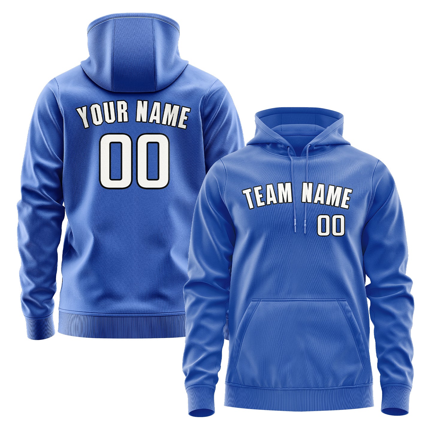 Maßgeschneidertes Himmelblau Weiß Hoodie