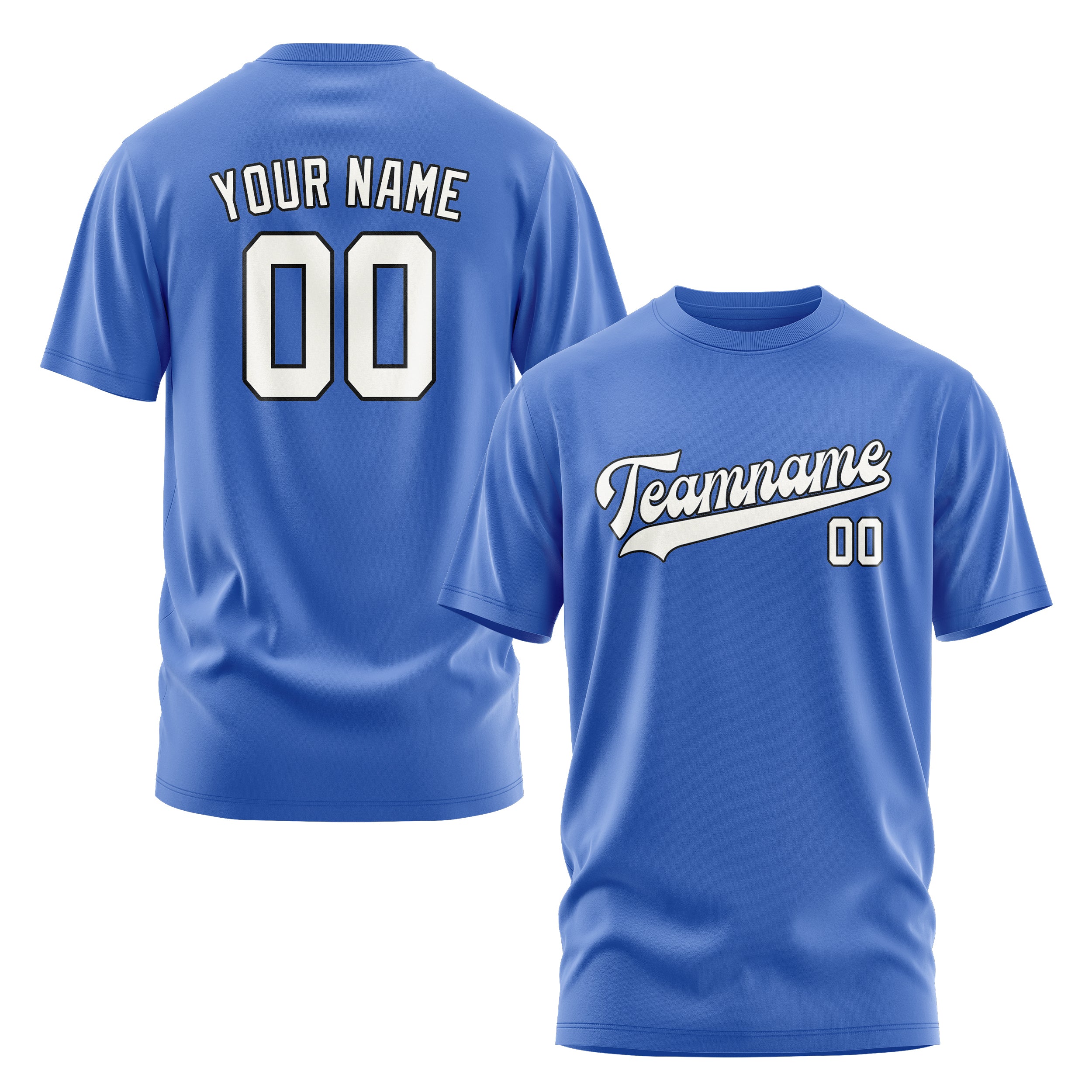 Maßgeschneidertes Himmelblau Weiß T-Shirt