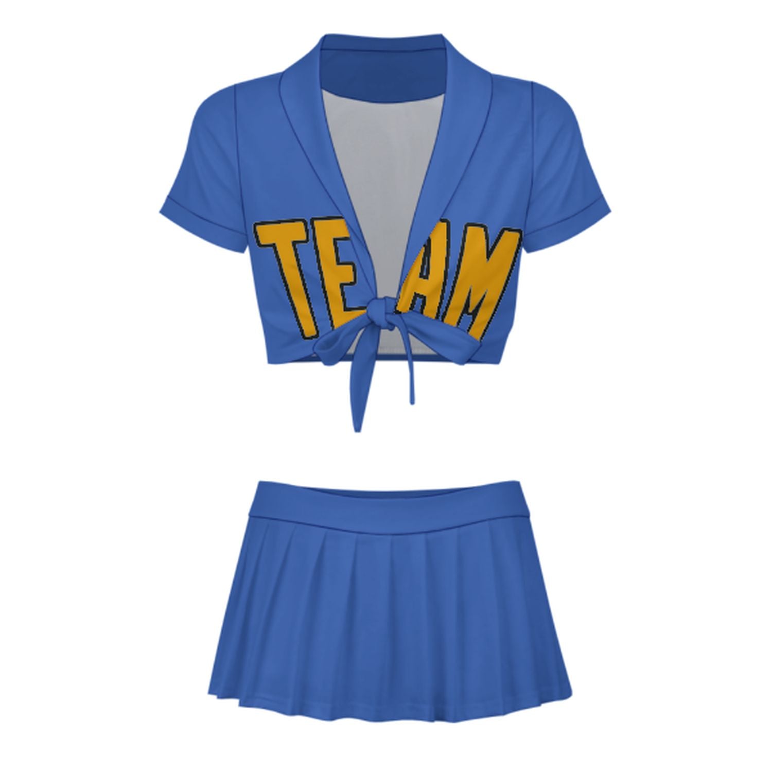 Completo da cheerleader personalizzato azzurro cielo e giallo