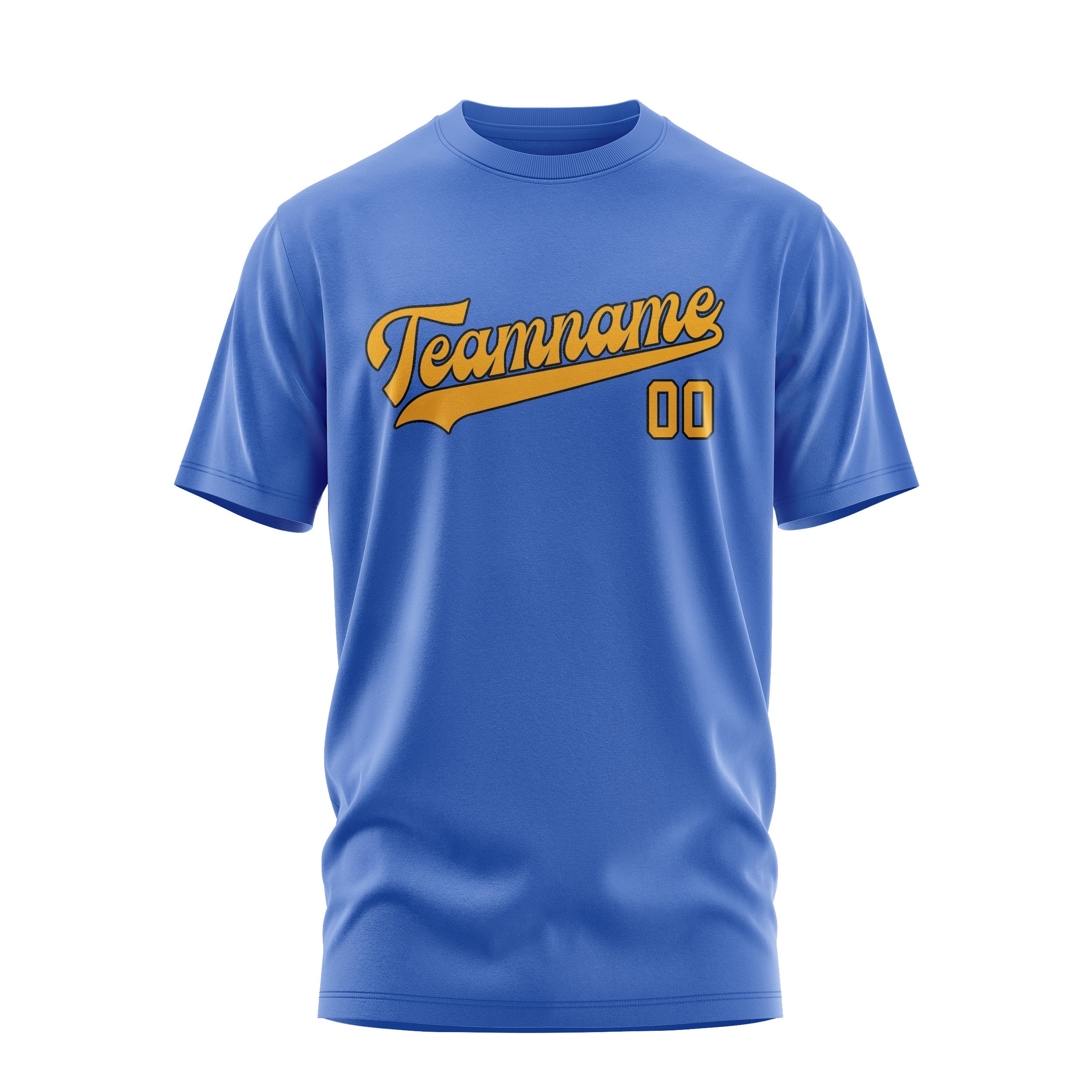 Maßgeschneidertes Himmelblau Gelb T-Shirt