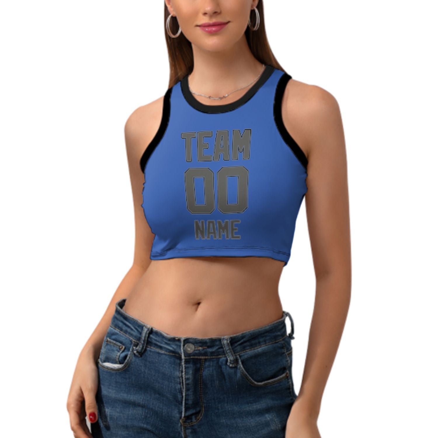 Skræddersyet himmelblå mørkegrå ærmeløs tank top